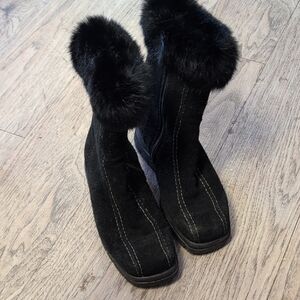 Martino Canadian  Black Fur-Trimmed Women's Boots